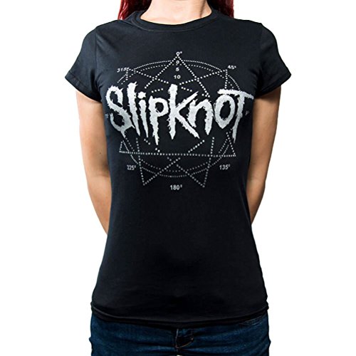 Slipknot Offizielle Damen Diamante Star Logo Schwarzes T-Shirt | Größen S-XXL