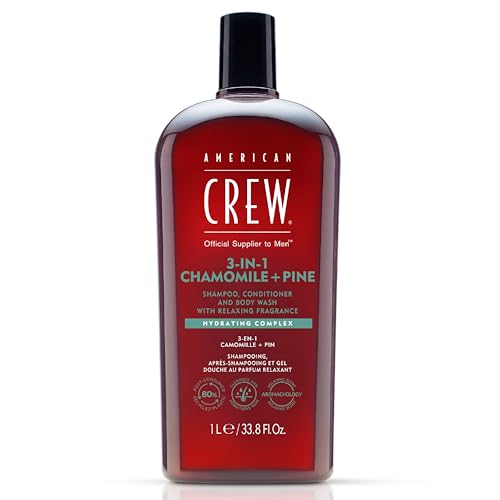 AMERICAN CREW – 3-in-1 Chamomile & Pine Shampoo, Conditioner & Body Wash, 1000ml, Pflegeshampoo und Duschgel für Männer, Produkt für die tägliche Reinigung von Körper und Haar