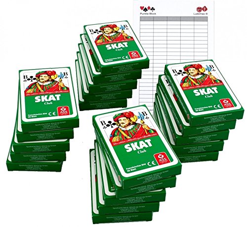 Ludomax SKAT Ass Club Spielkarten Zwanzigerpaket von Ass im Set Block