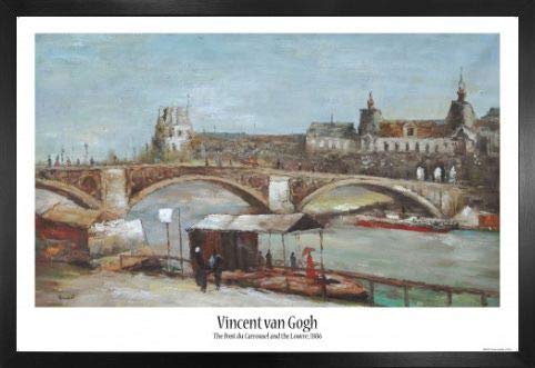 1art1 Vincent Van Gogh Poster und MDF-Rahmen - Pont Du Carrousel Mit Louvre, 1886 (91 x 61cm)