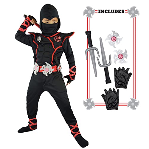 Spooktacular Creations Jungen Ninja Deluxe Kostüm für Kinder, Halloween Ninja Cosplay Kostüm für Jungen und Mädchen