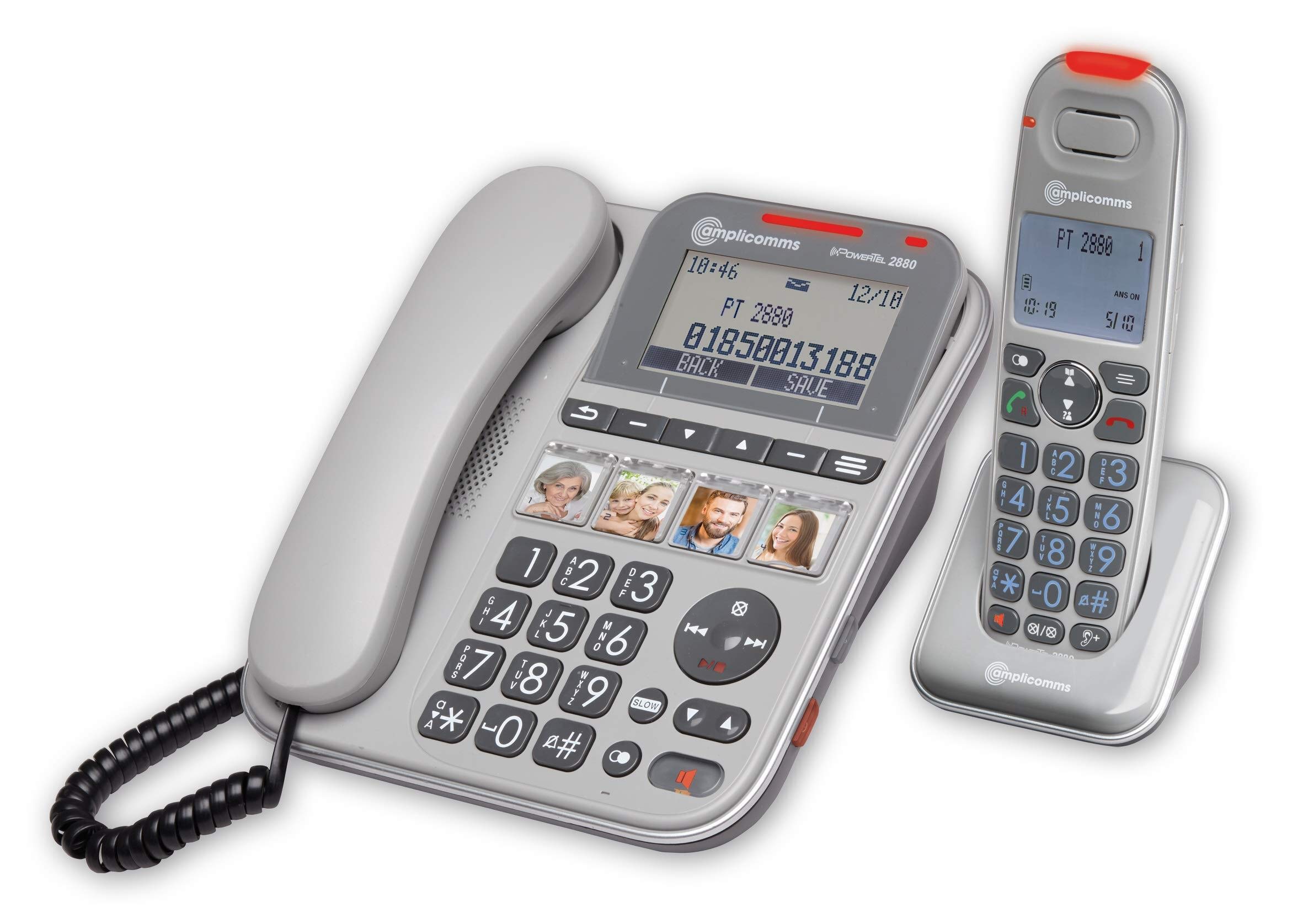 Amplicomms PowerTel 2880 Großtasten-Telefon für ältere Menschen, lautes Telefon für Schwerhörige, hörgerätekompatibles Telefon, Telefon mit großen Nummern