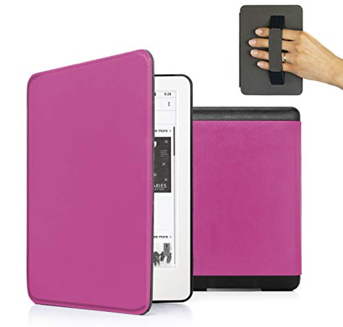 MyGadget Kunstleder Hülle für Amazon Kindle Paperwhite 2018 - 2020 10. Generation - Handschlaufe & Schlaf Funktion magnetische Flip Case - Pink