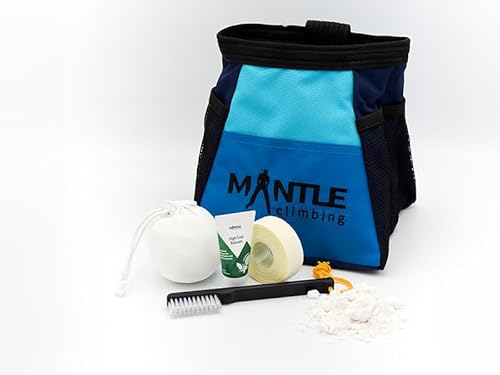 MANTLE climbing equipment Boulderbag-Set Marine hellblau/blau mit Chalkball, Tape, Handcreme & Boulderbrush