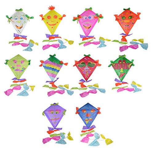 Drachen Bastelset 10 bunte Farben mit viel Zubehör zum bemalen und bekleben Kinderleicht - Drachenbasteln wie früher mit Drachenpapier und Holzgestänge - Kinderdrachen Einleiner Top Preis