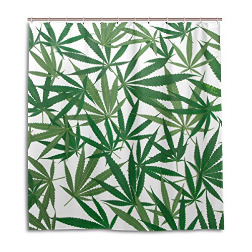 alaza Marihuana-Blatt von Cannabis Duschvorhang 72 x 72 Inch, schimmelresistent und wasserdicht Polyester Dekoration Badezimmer-Vorhang