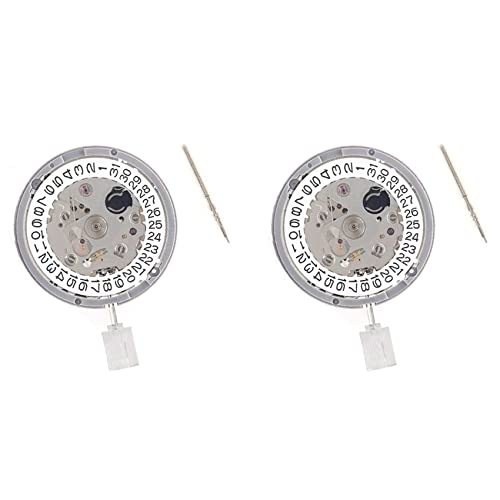 liovitor 2X NH35 NH35A Uhrwerk Hohe Genauigkeit Mechanisches Uhrwerk Datum bei 3 Datumsrad 24 Juwelen Automatik Selbstaufzug, Silberfarben und Weiß