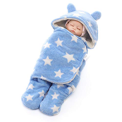Neugeborenes Baby Wickeln Swaddle Schlafsäcke Wrap Decke Wickel Einschlagdecke Stern 86 * 78 cm - Blau