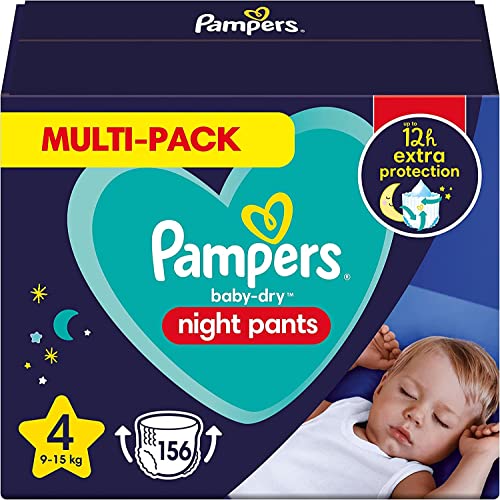 Pampers Baby-Dry Night Windelhöschen - Pampers Night Pants Bieten Zusätzlichen Schutz Die Ganze Nacht, Größe 4 - 156 Windeln - 9-15 kg