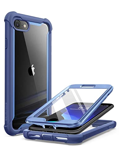 i-Blason Transparent Hülle für iPhone SE (4,7") 2020/iPhone 8/iPhone 7 Handyhülle Bumper Case Schutzhülle [Ares] mit Displayschutz, Blau