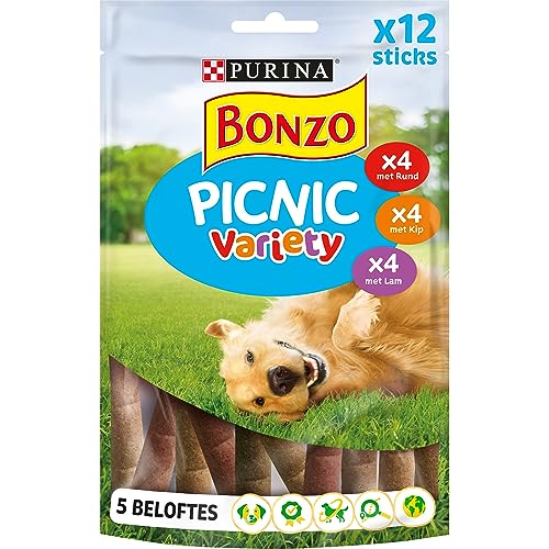 Bonzo Picknickvariety mit Rund, Lamm, Huhn Hundesnacks 100g - 8er Box (800g)