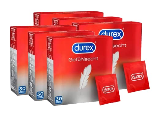 Durex Gefühlsecht Ultra Kondome – Sensi-Fit Kondome mit 20 % dünnerem Material an der Spitze für intensiveres Empfinden – 30er Pack (6 x 30 Stück)