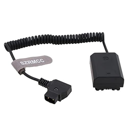 SZRMCC D-tap 2-poliger Stecker auf NP FZ100 DC-Koppler, Dummy-Akku-Spiralkabel für Sony A9 A7III A7RIII A7RIV A7SIII Kamera (Spiralkabel)