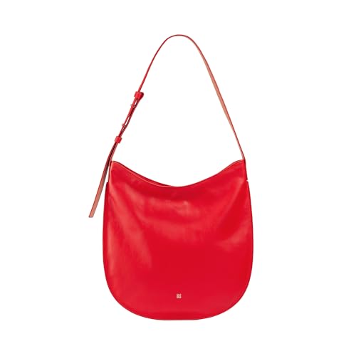 DuDu Damen Umhängetasche aus weichem Leder, Hobo Bag mit Reißverschluss, große verstellbare farbige Umhängetasche Flammenrot