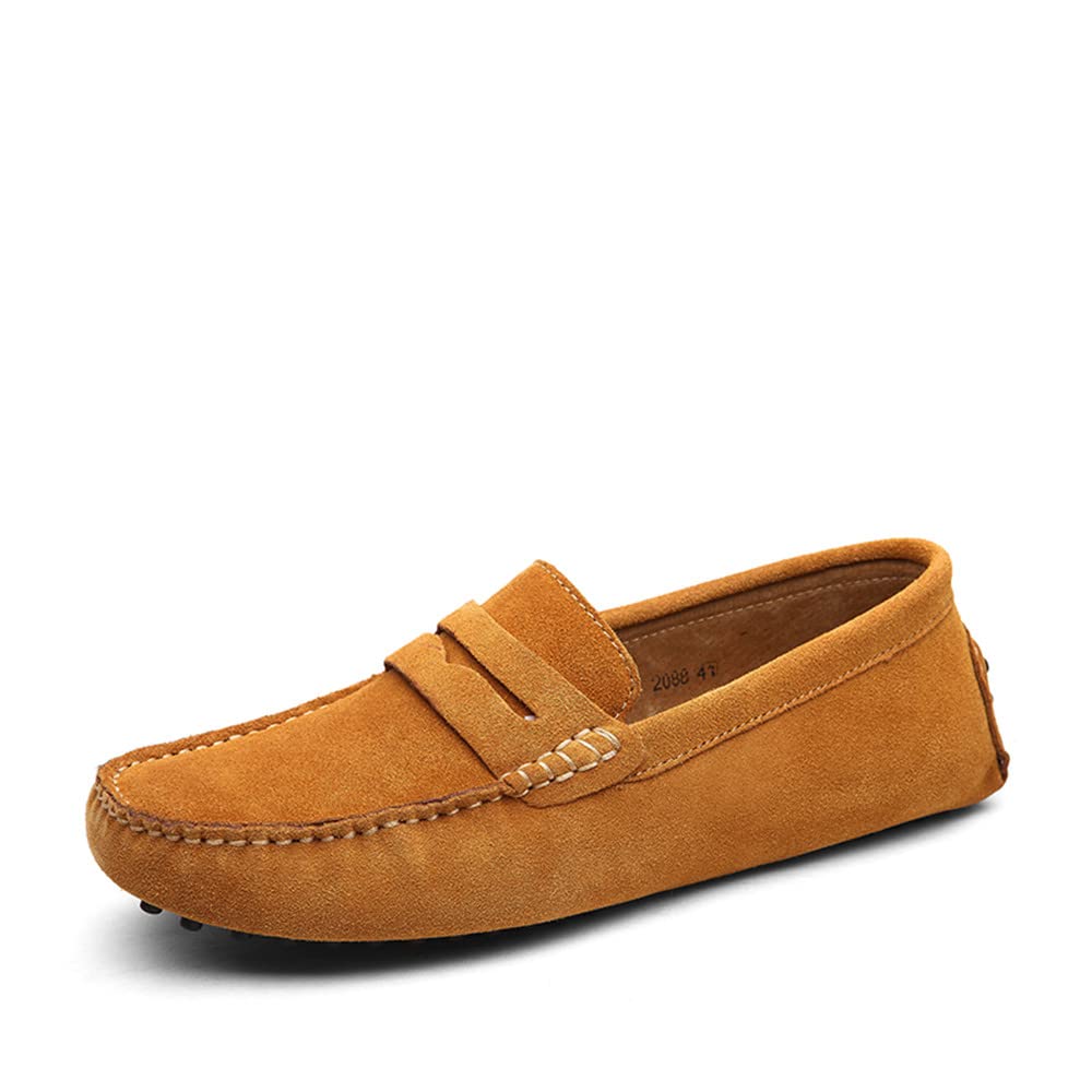DUORO Herren Klassische Weiche Mokassin Echtes Leder Schuhe Loafers Wohnungen Fahren Halbschuhe (39,Braun)
