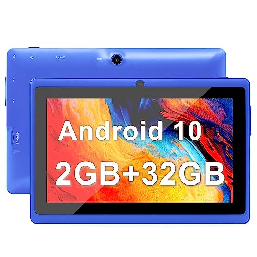 Haehne 7 Zoll Tablet PC, Google Android 10.1 System, HD Displays, Quad Core 2GB RAM 32GB ROM, Zwei Kameras, 2500mAh, Bluetooth, WiFi,Blau