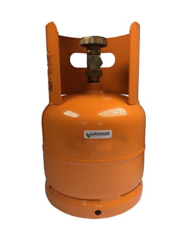 GARDINGER befüllbare 1 kg Gasflasche orange mit Kragen Propan/Butan mit Anschluss 3/8"