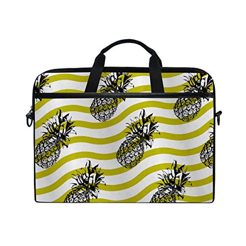 LUNLUMO Tropische Ananas-Wellen-Linienmuster, 38,1 cm (15 Zoll) Laptop- und Tablet-Tasche, strapazierfähige Tablet-Hülle für Business/Uni/Damen/Herren