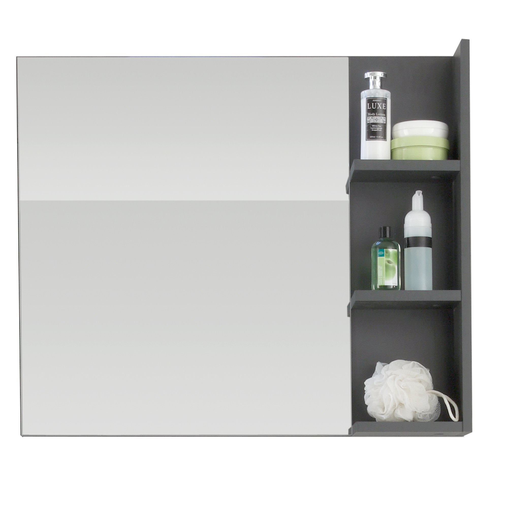 trendteam smart living - Wandspiegel Spiegel - Badezimmer - Beach - Aufbaumaß (BxHxT) 79 x 67 x 14 cm - Farbe Grau - 143840121