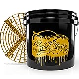 Nuke Guys Golden Bucket Limited Set - GritGuard Wascheimer 3.5 Gallonen und GritGuard Eiimereinsatz in Gold - Autowascheimer mit Schmutzsieb für die schonende Autowäsche/Motorradwäsche
