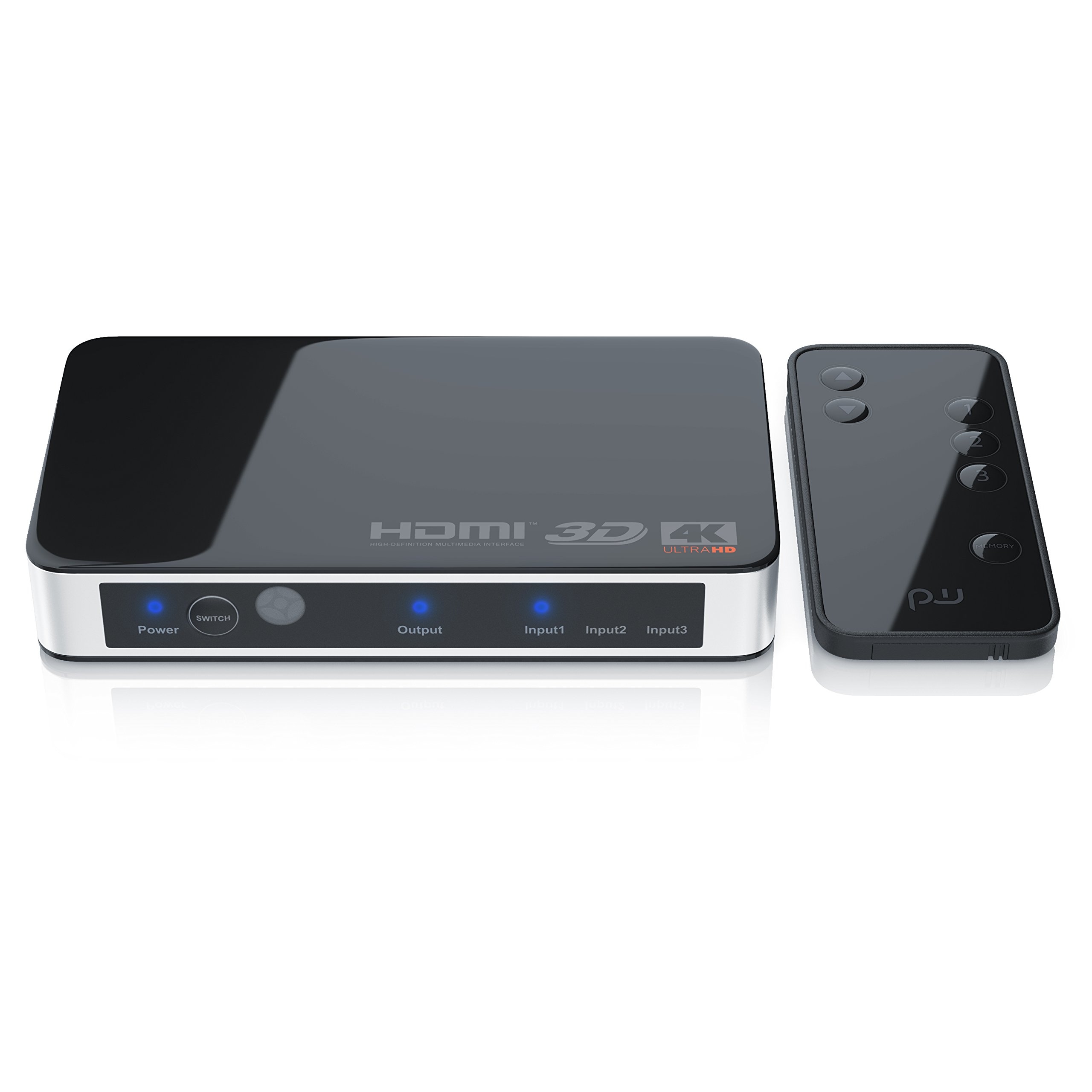 CSL - HDMI Switch 4k 60Hz mit Fernbedienung - 3 in 1 Out - 3 Port Ultra HD Umschalter - automatische Umschaltung - Ultra HD 4096x2160-36-Bit Deep Color - HDCP
