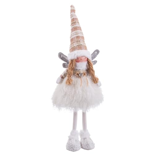 LOLAhome Weihnachts-Engel-Puppe aus weißem Stoff, 58 cm