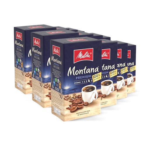 Melitta Gemahlener Röstkaffee, Filterkaffee, 100% Arabica, kräftig-feiner Geschmack, Stärke 4, Montana Premium, 12 x 500 g