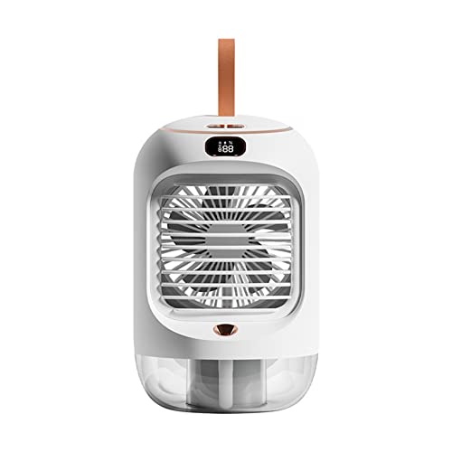 Lapyyne Kaltwassermaschine Rotierender Befeuchtungs-KäLteventilator Mini-Desktop-SchüTtelkopfventilator USB-Aufladung Nachtlichtventilator Weiß