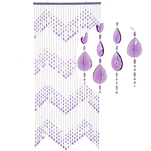 HAB & GUT -DV0333- Türvorhang KLUNKER, violett, 90 x 200 cm Perlenvorhang Pailettenvorhang