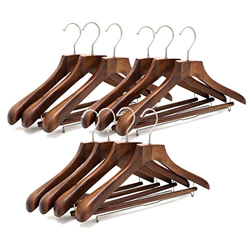 NANANA Qualität Kleiderbügel aus Holz Kleiderbügel Schöne Robuste Anzug Kleiderbügel mit Sperrstange, 10 Stück (Kirsche)