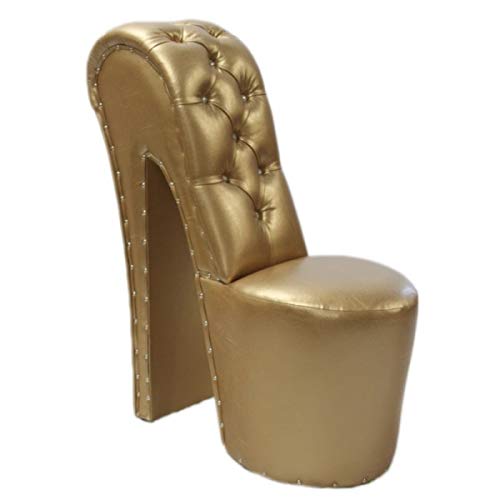 Casa Padrino Moderner und sehr eleganter High Heel Sessel mit Dekosteinen Gold Luxus Design - Designer Sessel - Club Möbel
