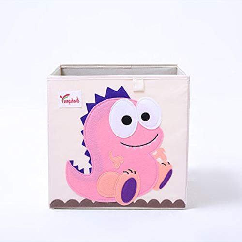 Cartoon Aufbewahrungswürfel Leinwand faltbare Spielzeug Aufbewahrungsbox für Kinder (Rosa Dinosaurier)