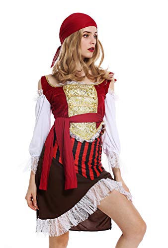 dressmeup W-0081 Kostüm Damen Frauen Karneval Halloween Piratin Piratenbraut Seeräuberin Gr. M