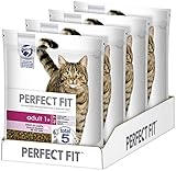Perfect Fit Adult 1+ – Trockenfutter für erwachsene Katzen ab 1 Jahr – Reich an Lachs – Unterstützt die Vitalität – 4 x 1.4 kg