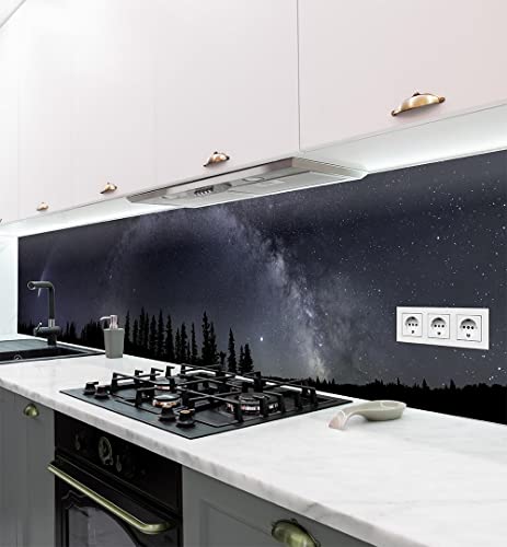 MyMaxxi | selbstklebende Küchenrückwand Folie ohne bohren | Aufkleber Motiv Sternenhimmel | 60cm hoch | adhesive kitchen wall design | Wandtattoo Wandbild Küche | Wand-Deko | Wandgestaltung
