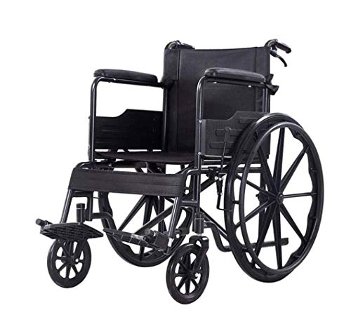AOLI Grenzen mit Eigenantrieb Rollstühle, Klapp- und Tragbarer Rollstuhl, Removable Fußstützen und Handbremse,Schwarz