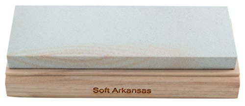 RH PREYDA Soft Arkansas Schleifstein, Körnung 400-600, Stein 150x50x12 mm, Holzplattform