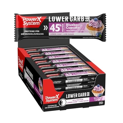 Power System LOW er CARB Protein Riegel mit 45% Eiweiss - Bar 24 x 40g (Blueberry-Cupcake)
