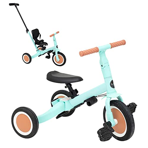 Olmitos - Dreirad für Babys 5 in 1 Gyro - Fahrrad für Kinder ab 1 Jahr bis 5 Jahren - Von Dreirad zu Fahrrad mit oder ohne Pedale - anpassbar und umbaubar (Minzgrün)