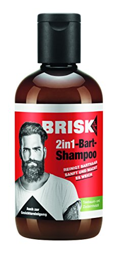 BRISK 2in1-Bart-Shampoo, 3 x 150 ml, Bartpflege mit Teebaumöl, Bartseife und Gesichtsreinigung für Männer, Gesichtspflege für einen weichen Bart & gepflegte Haut