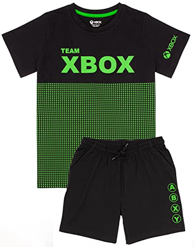 XBOX Pyjamas Jungen Grüne oder Schwarze Optionen Kinder Gamer T-Shirt Shorts PJs 10-11 Jahre