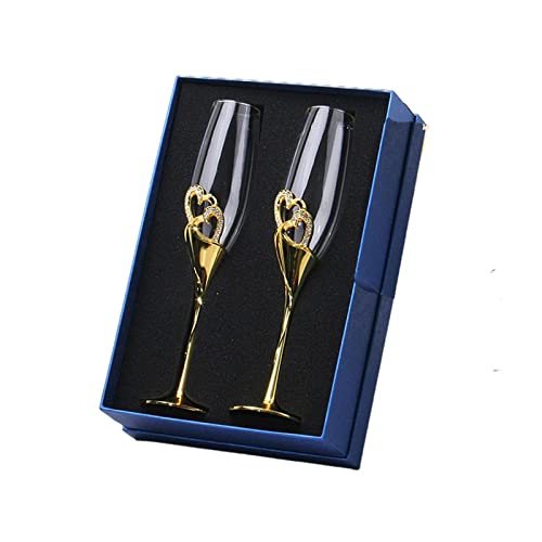 Oshhni Gläser Set Elegant Einzigartiges Flöten Special 2 / Set 200ml Set Hoher Fuß bis Glas Champagnergläser für Feier Partys , Gold
