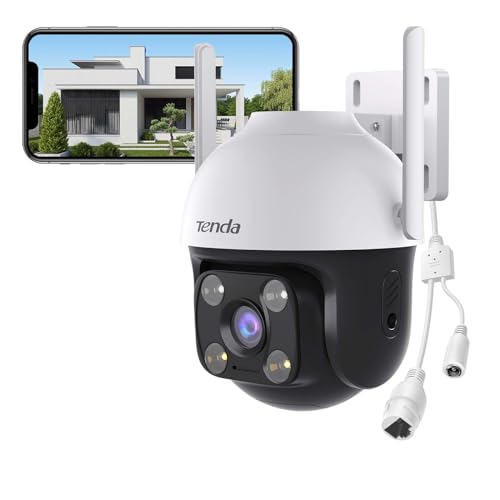 Tenda Überwachungskamera Aussen WLAN, 1080P WLAN Kamera Outdoor mit Nachtsicht in Farbe, 2-Wege Audio, Personenerkennung & Bewegungserkennung, Ton- und Lichtalarm, ONVIF, Kompatibel mit Alexa, CH3