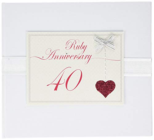 White Cotton Cards Gästebuch zum 40. Jahrestag Sparkling Love Heart