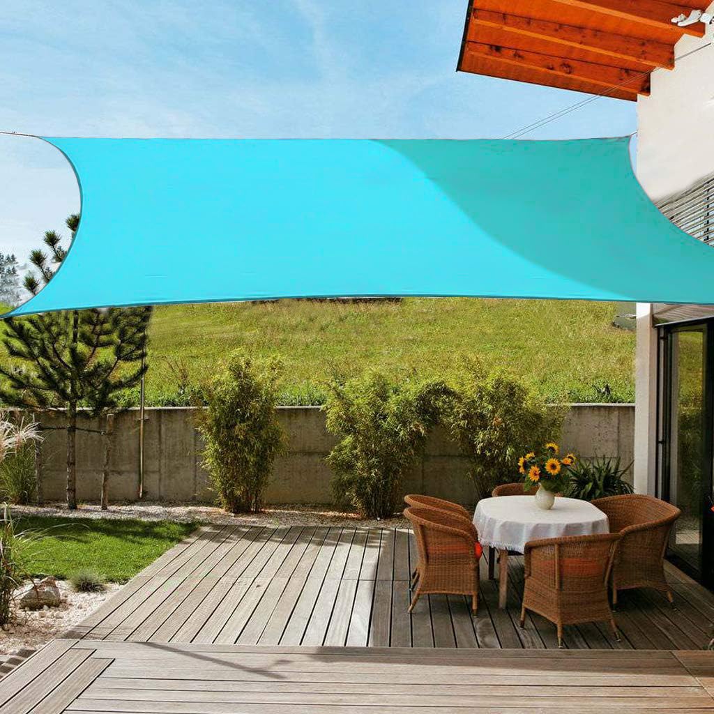 Sonnensegel Rechteckig Sonnenschutz Block 95% UV Wasserdicht Garten Balkon Schwimmbad Leichtgewicht Überdachung mit Freiem Seil Blau 2x3m