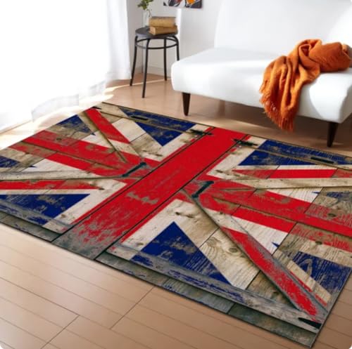 KIESEY Retro-Flaggen-Muster-Teppich für Wohnzimmer, große Teppiche, Schlafzimmerteppiche, Moderne Heimdekoration, Bodenmatte 160x230cm