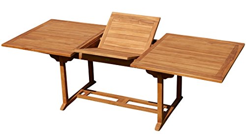 ASS Teak XXL Ausziehtisch 150/210x90 cm Holztisch Gartentisch Garten Tisch 150/210 Länge 90cm Breite Holz Modell: JAV-SABA