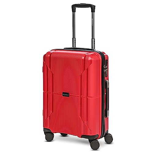 REDOLZ Essentials 06 Hartschalen Koffer Damen/Herren – Leichter Trolley aus PP Material - mit 4 Doppelrollen & Zahlenschloss (Red, Koffer S (55 cm))