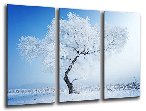 Wandbild - Winterlandschaft, Snowy-Baum, 97 x 62 cm, Holzdruck - XXL Format - Kunstdruck, ref.26140