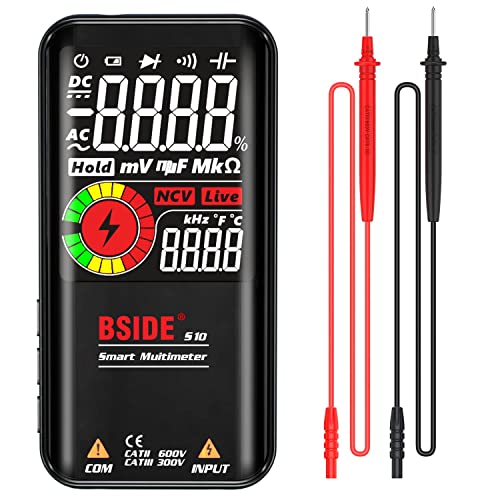 BSIDE Digitales Multimeter, EBTN LCD 3 Ergebnisanzeige, 9999 Zähler, automatische Reichweite, Spannungsprüfer mit Taschenlampe